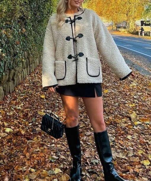 Teddy-Fleece-Jacke mit Knebelverschlüssen